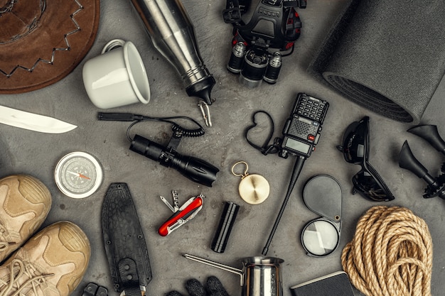 Travel hiking equipment tools