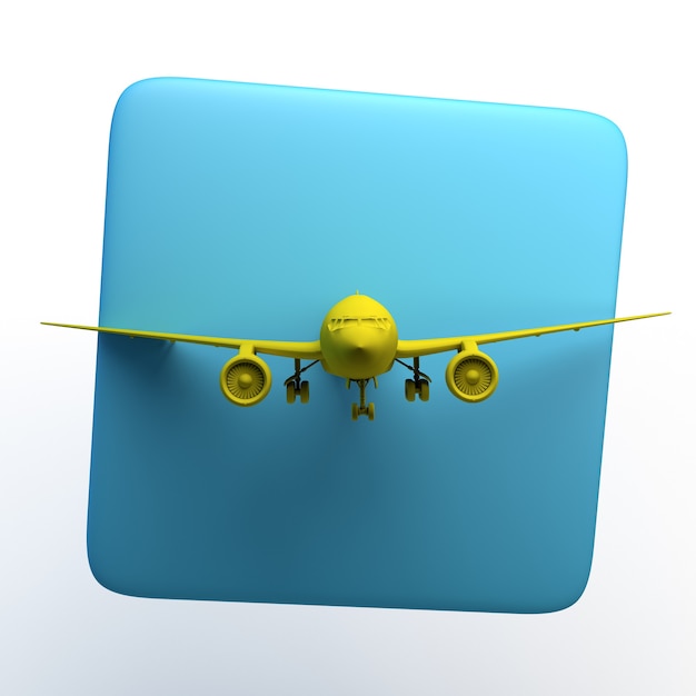 Photo travel icon with airplane on isolated white background. 3d illustration. app.