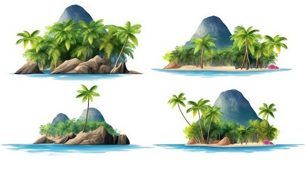 Travel idea beautiful mountain islands with trees for summer vacation Generative AI