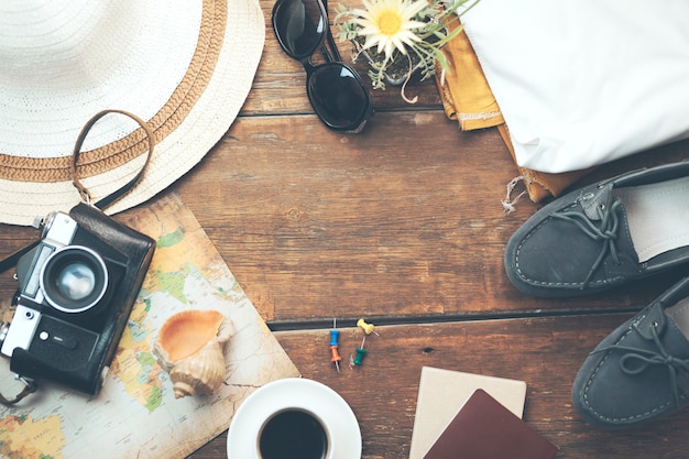 travel items and coffee