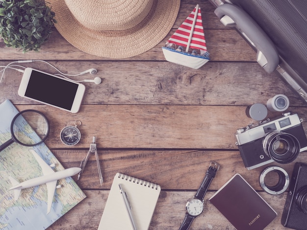 Photo travel kit on a table