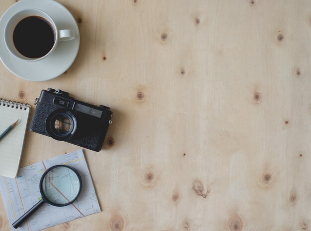 Photo travel kit on a table