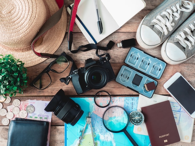 Photo travel kit on a table