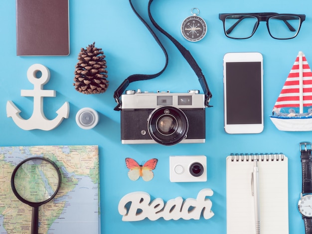 Photo travel kit on a table