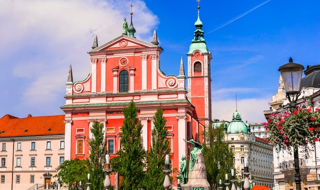 Travel and landmarks of Slovenia, Ljubljana town with baroque architecture