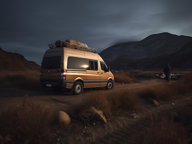 Photo travel and life in a van ai generative