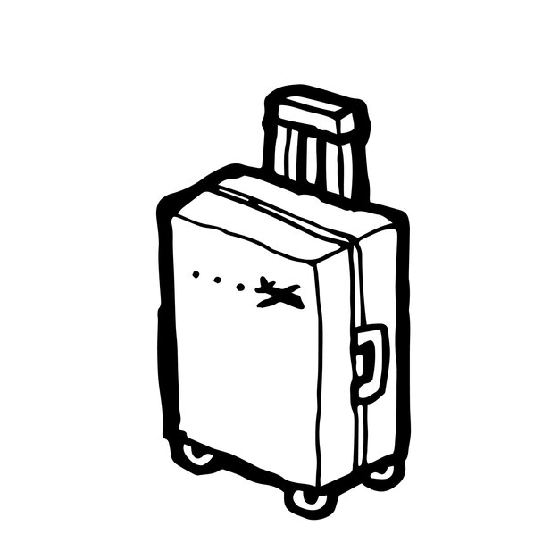 사진 여행 수하물: 을 가진 관광 수하물의 디지털 예술, 손으로 그린 아이콘 일러스트레이션
