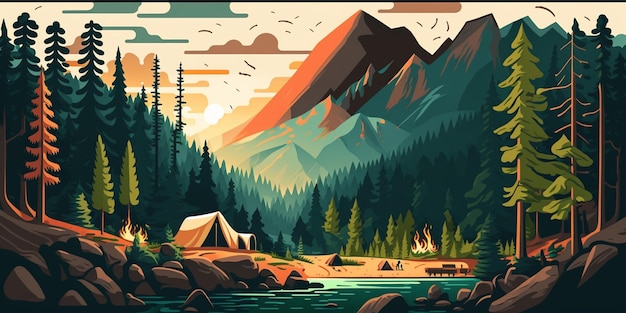 travel mountain vector background