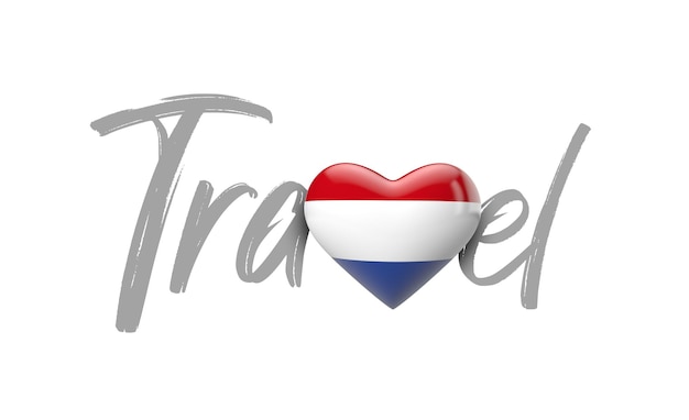 Travel netherlands love heart flag d rendering