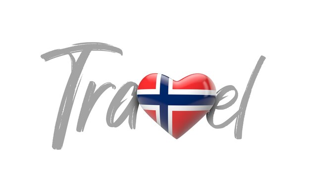 Travel norway love heart flag d rendering
