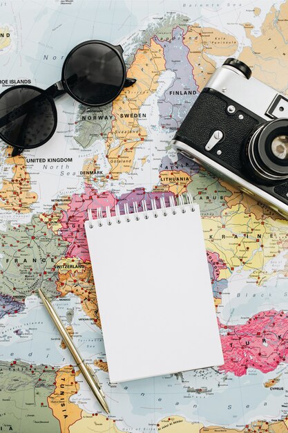 Travel notes mock up with paper blank