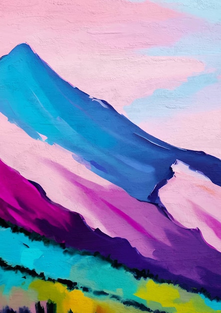 Travel Painting High Colorful Mountains Wild Nature Landscape Art Print