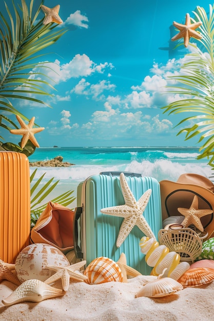 여행 사진 여름 여행 및 해변 휴가 배경 가족 휴가를 위해 저장하십시오.