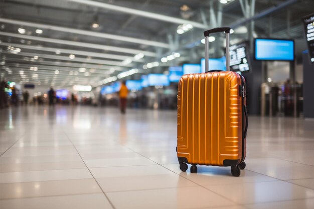 Travel preparations Luggage bag trolley suitcase in international airport terminal