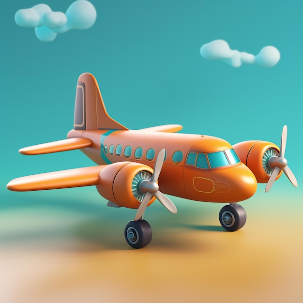 Photo travel ready simple 3d rendering of plane