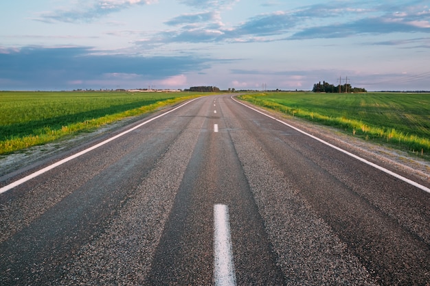 Travel Road Concept. Cloudy Sky. Nobody