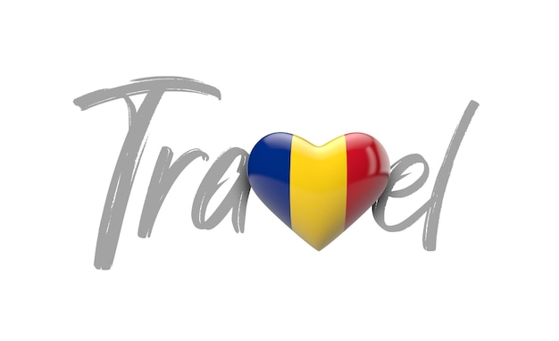 Photo travel romania love heart flag d rendering