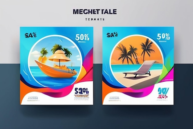 travel sale business marketing social media post template design with abstract background agency logo and icon