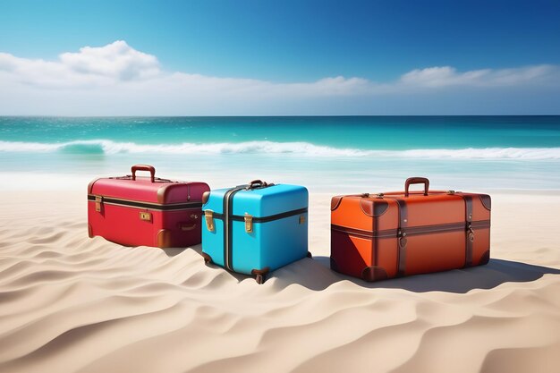 Foto travel suitcase on the beach generative ai