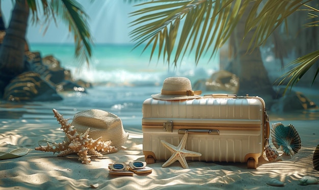 ビーチへの旅行スーツケース