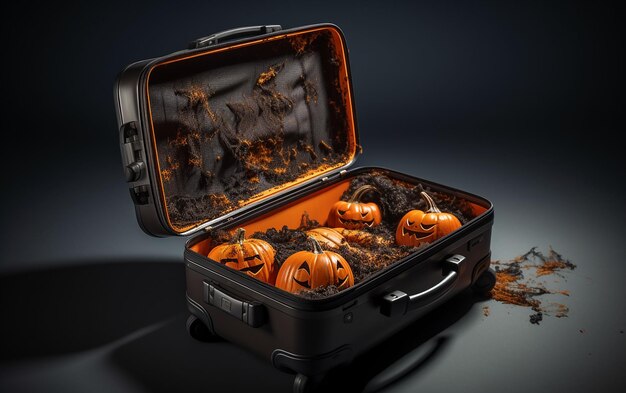 travel suitcase in halloween concept