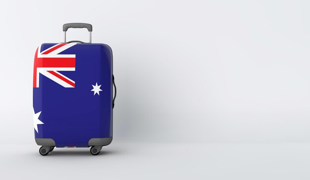 Travel suitcase with the flag of Australia Holiday destination 3D Render