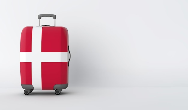 Travel suitcase with the flag of Denmark Holiday destination 3D Render