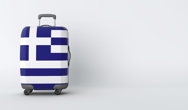 Travel suitcase with the flag of Greece Holiday destination 3D Render