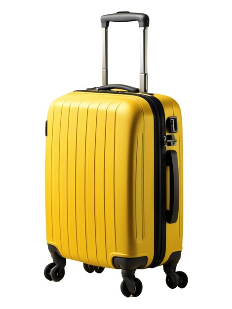 白い背景に隔離された黄色の旅行スーツケース