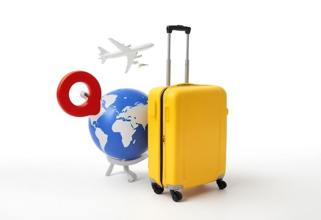 travel suitcases and a globe with an airplane illustration background image