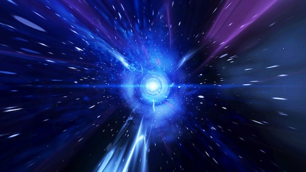 Viaggia attraverso un wormhole attraverso il tempo e lo spazio pieno di milioni di stelle e nebulose