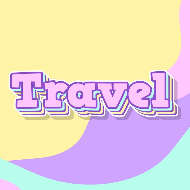 Travel typography 3d design cute text word cool background photo jpg