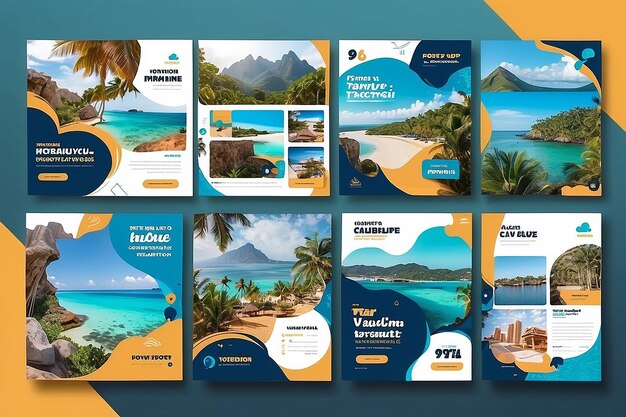 Travel vacation social media post template Premium Psd