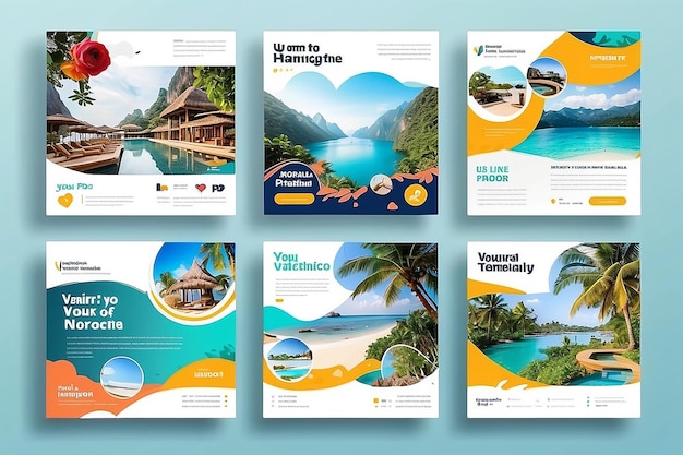 travel vacation social media post template premium psd