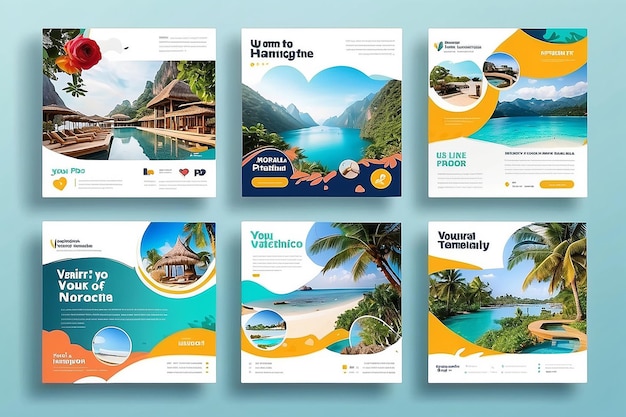 Travel vacation social media post template Premium Psd