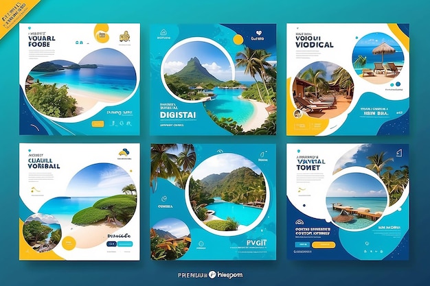 Photo travel vacation social media post template premium psd