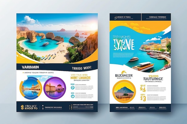 Photo travel vacation tour agency flyer template design holiday summer travel and tourism flyer or poster template design