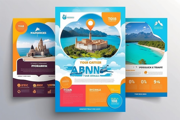 Travel Vacation Tour Agency Flyer Template Design Holiday Summer travel and tourism flyer or poster template design