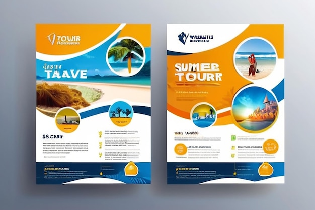 Travel Vacation Tour Agency Flyer Template Design Holiday Summer travel and tourism flyer or poster template design