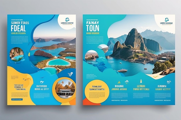 Travel Vacation Tour Agency Flyer Template Design Holiday Summer travel and tourism flyer or poster template design