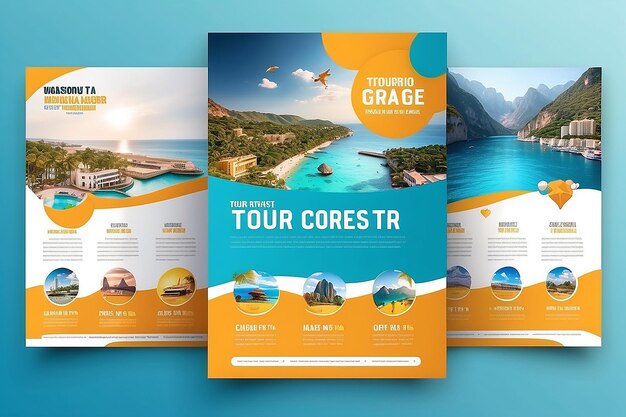 Photo travel vacation tour agency flyer template design holiday summer travel and tourism flyer or poster template design