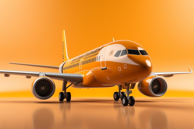 Travel vibes Airplane on orange backdrop conveys vacation and exploration symbolism