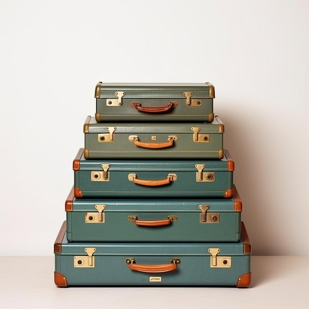 Photo travel vintage suitcase set arranged