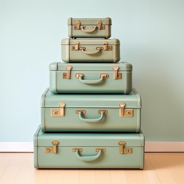 Photo travel vintage suitcase set arranged