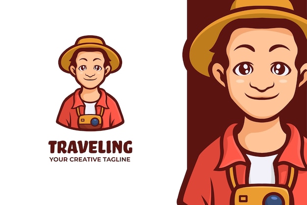 Premium Photo | Traveler boy summer adventure logo mascot
