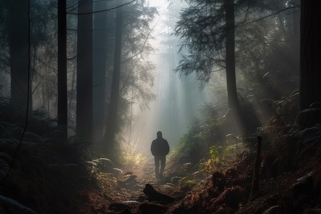 Traveler in the forest