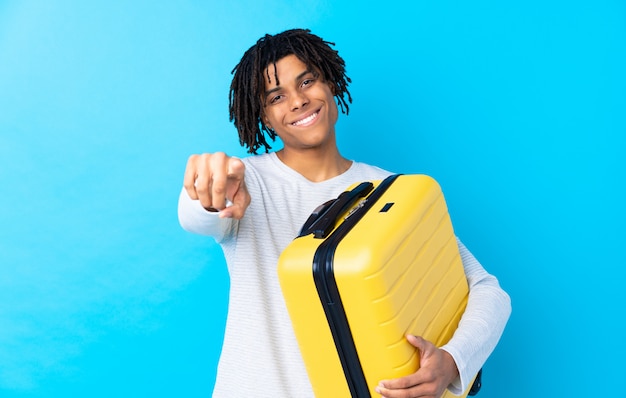 Traveler man with suitcase