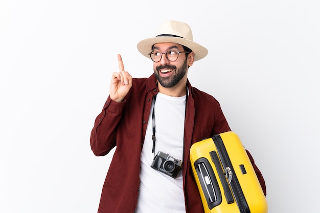 Traveler man with suitcase