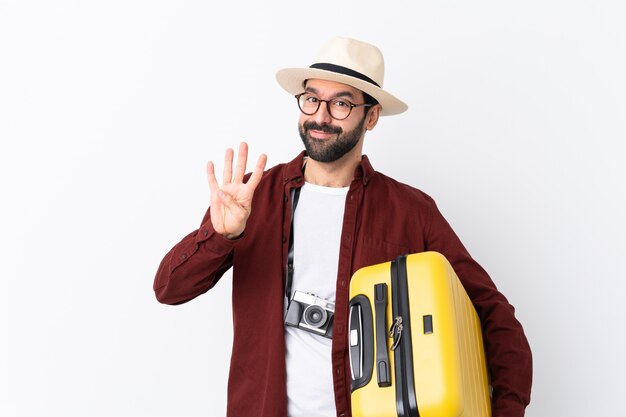 Photo traveler man with suitcase