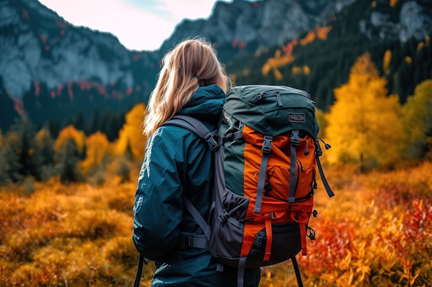 Traveler's young people outdoor hiking appreciate natural landscape